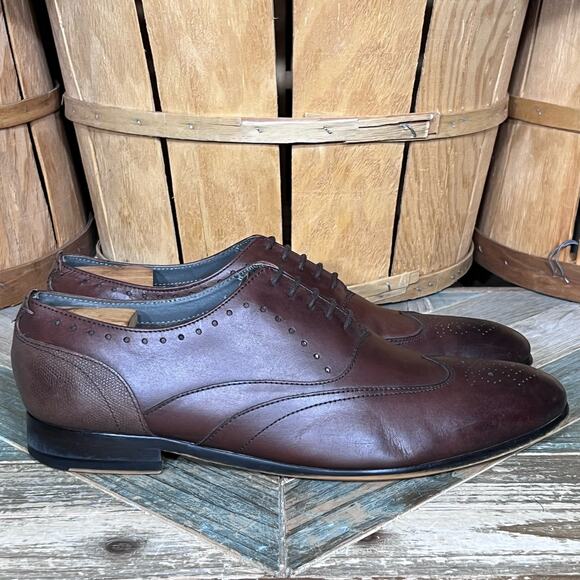 Ted Baker Yarrd 2 Wingtips Brown Leather Derby Oxfords Shoes Mens Size 11 - Picture 1 of 11